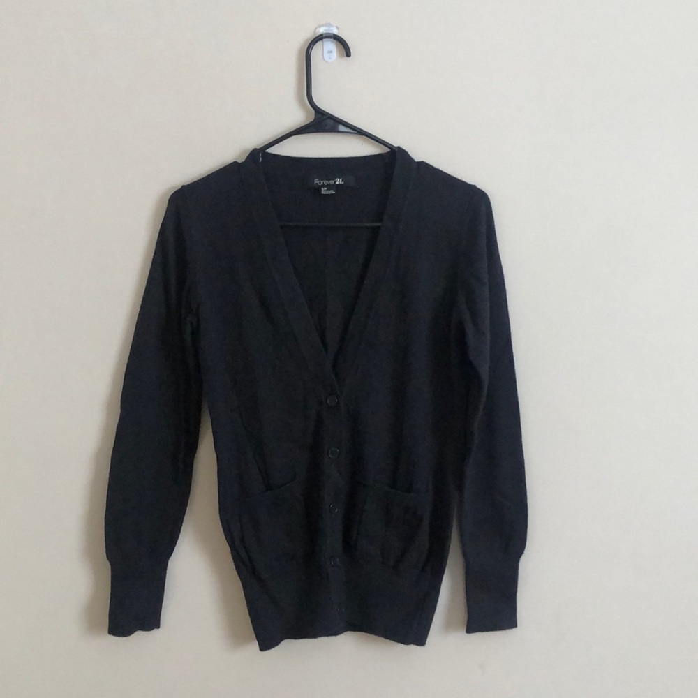 Lightly worn, size small, charcoal gray cardigan, Forever 21